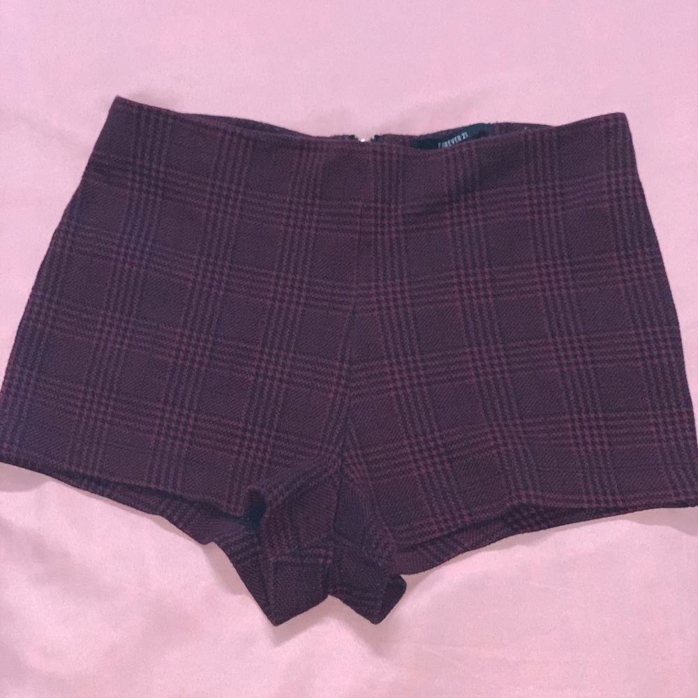 Red Plaid high waisted shorts